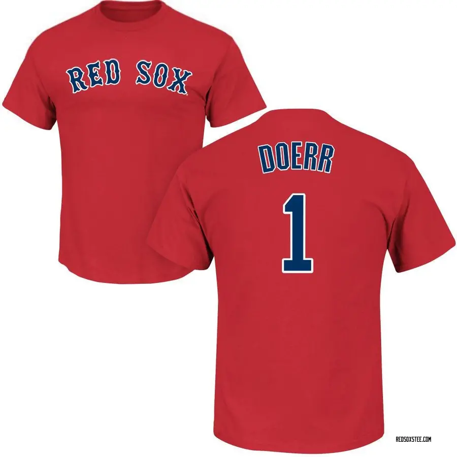 Men's Bobby Doerr Boston Red Sox Roster Name & Number T-Shirt - Scarlet