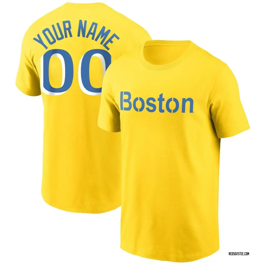 Men's Custom Boston Red Sox Custom Gold City Connect Name & Number T-Shirt