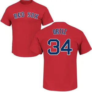 Men's David Ortiz Boston Red Sox Roster Name & Number T-Shirt - Scarlet