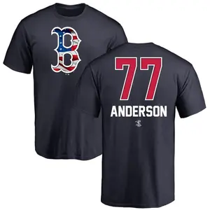 Men's Jack Anderson Boston Red Sox Name and Number Banner Wave T-Shirt - Navy