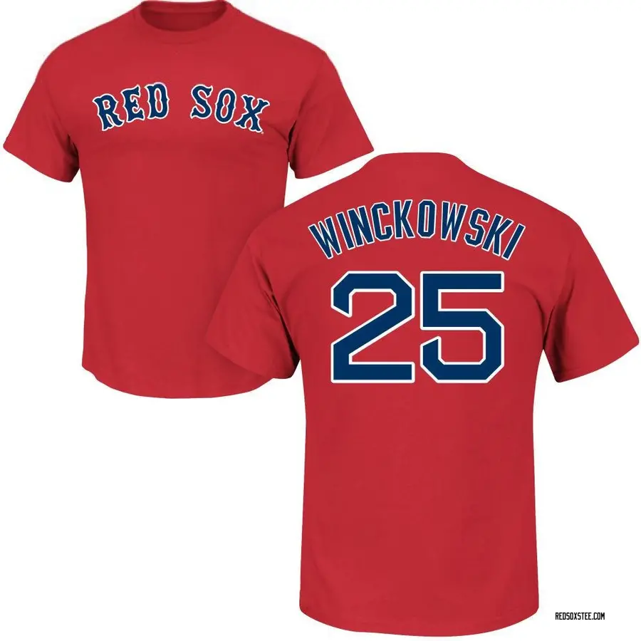 Men's Josh Winckowski Boston Red Sox Roster Name & Number T-Shirt - Scarlet