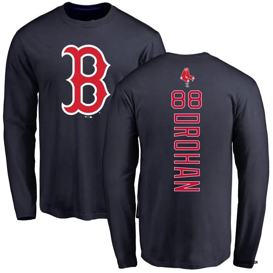Men's Shane Drohan Boston Red Sox Backer Long Sleeve T-Shirt - Navy
