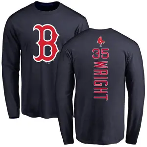 Men's Steven Wright Boston Red Sox Backer Long Sleeve T-Shirt - Navy