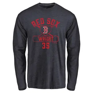 Men's Steven Wright Boston Red Sox Base Runner Tri-Blend Long Sleeve T-Shirt - Navy