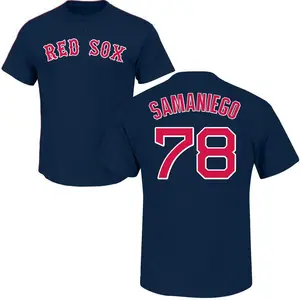 Men's Tyler Samaniego Boston Red Sox Roster Name & Number T-Shirt - Navy