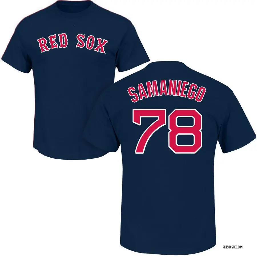 Men's Tyler Samaniego Boston Red Sox Roster Name & Number T-Shirt - Navy