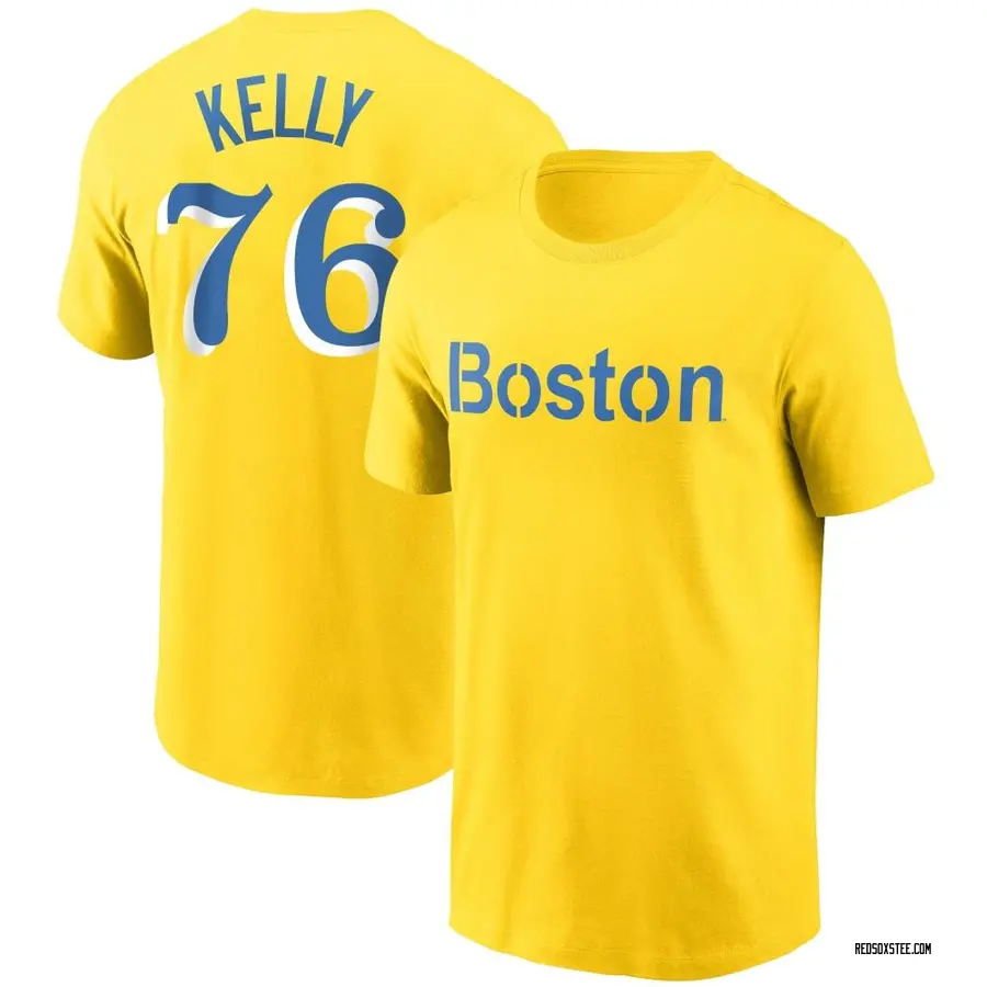 Men's Zack Kelly Boston Red Sox Gold City Connect Name & Number T-Shirt