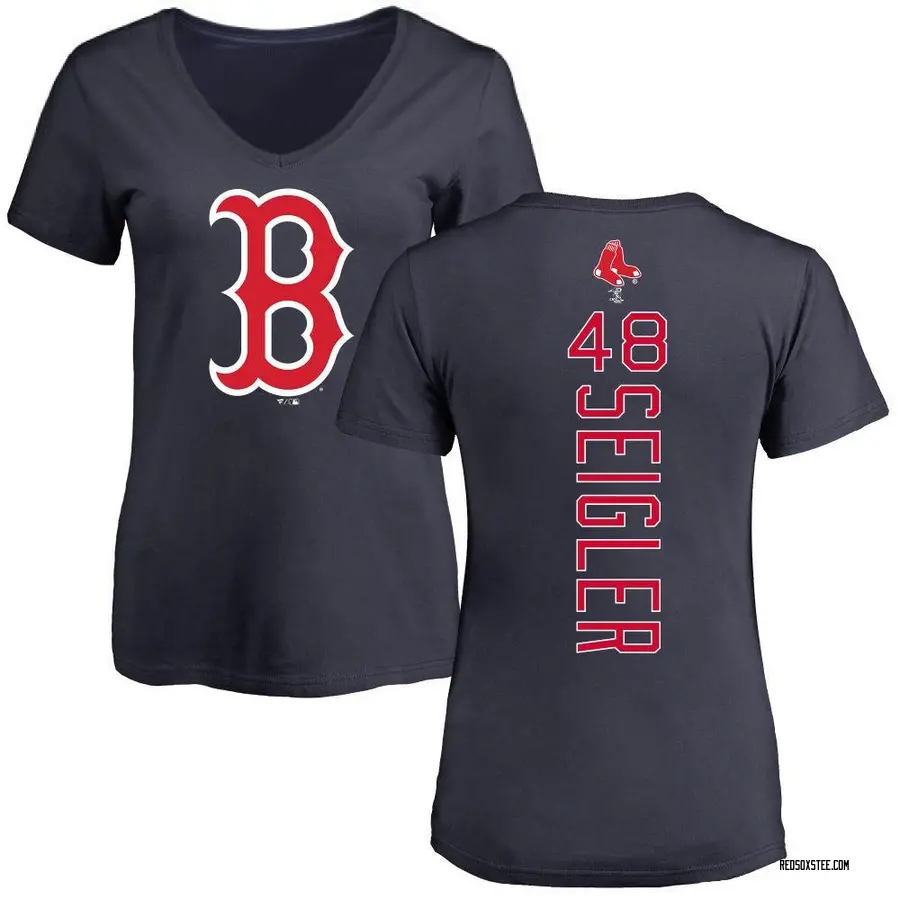 Women's Anthony Seigler Boston Red Sox Backer Slim Fit T-Shirt - Navy