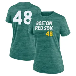 Women's Anthony Seigler Boston Red Sox Green 2025 City Connect Collection Velocity Performance Game Day Name & Number T-Shirt