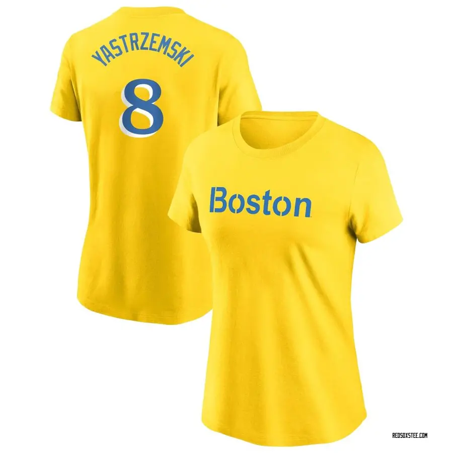 Women's Carl Yastrzemski Boston Red Sox Gold City Connect Name & Number T-Shirt