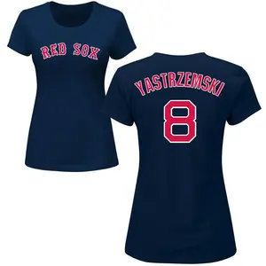 Women's Carl Yastrzemski Boston Red Sox Roster Name & Number T-Shirt - Navy