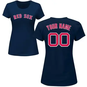 Women's Custom Boston Red Sox Custom Roster Name & Number T-Shirt - Navy