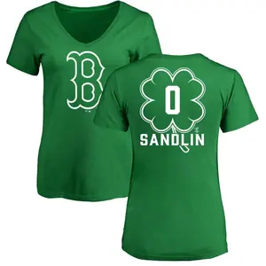 Women's David Sandlin Boston Red Sox Dubliner Name & Number V-Neck T-Shirt - Kelly Green