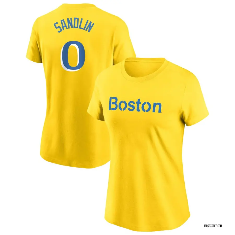 Women's David Sandlin Boston Red Sox Gold City Connect Name & Number T-Shirt