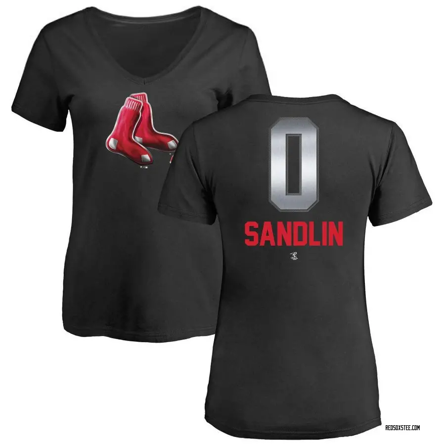 Women's David Sandlin Boston Red Sox Midnight Mascot V-Neck T-Shirt - Black