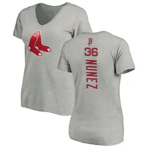 Women's Eduardo Nunez Boston Red Sox Backer Slim Fit T-Shirt - Ash