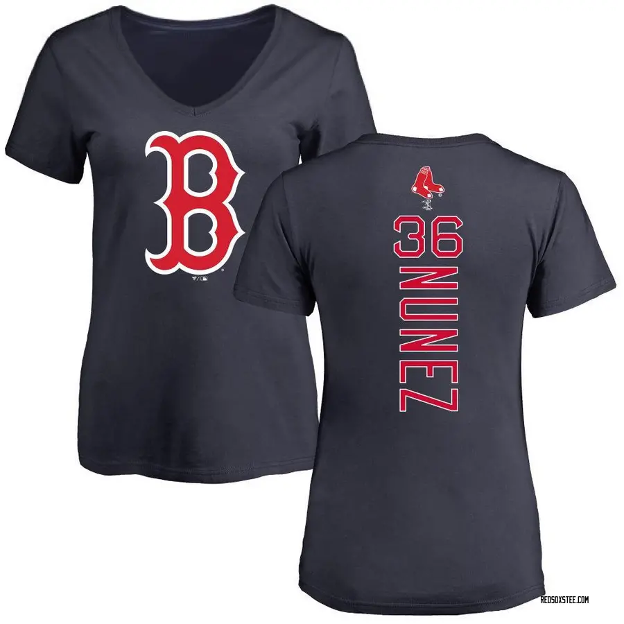 Women's Eduardo Nunez Boston Red Sox Backer Slim Fit T-Shirt - Navy