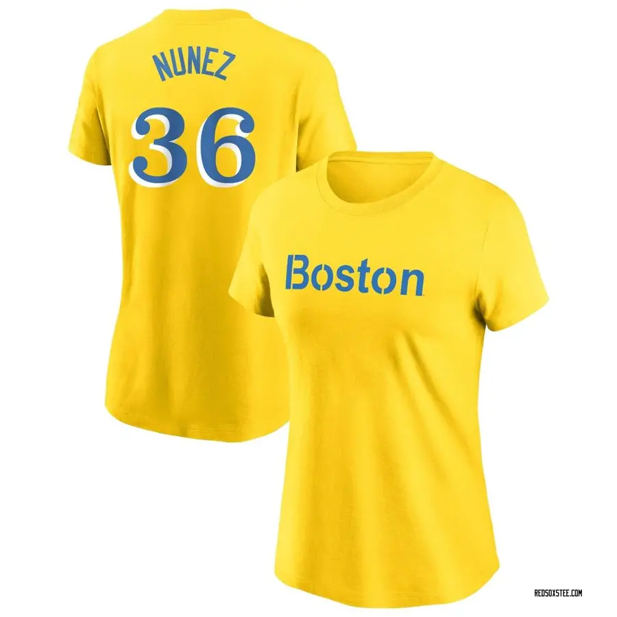 Women's Eduardo Nunez Boston Red Sox Gold City Connect Name & Number T-Shirt
