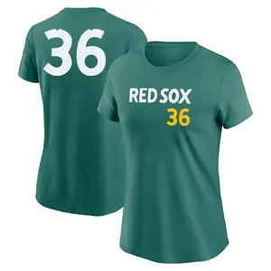 Women's Eduardo Nunez Boston Red Sox Green 2025 City Connect Fuse Game Day Name & Number T-Shirt