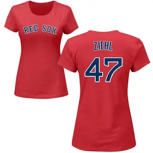 Women's Gage Ziehl Boston Red Sox Roster Name & Number T-Shirt - Red