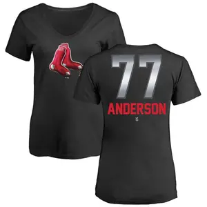 Women's Jack Anderson Boston Red Sox Midnight Mascot V-Neck T-Shirt - Black