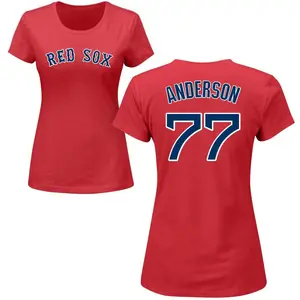 Women's Jack Anderson Boston Red Sox Roster Name & Number T-Shirt - Red