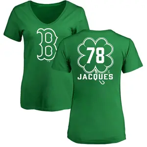 Women's Joe Jacques Boston Red Sox Dubliner Name & Number V-Neck T-Shirt - Kelly Green