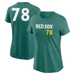 Women's Joe Jacques Boston Red Sox Green 2025 City Connect Fuse Game Day Name & Number T-Shirt