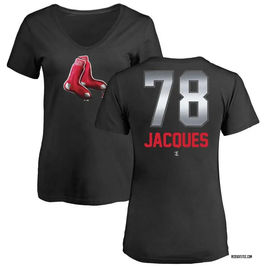 Women's Joe Jacques Boston Red Sox Midnight Mascot V-Neck T-Shirt - Black