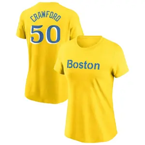 Women's Kutter Crawford Boston Red Sox Gold City Connect Name & Number T-Shirt