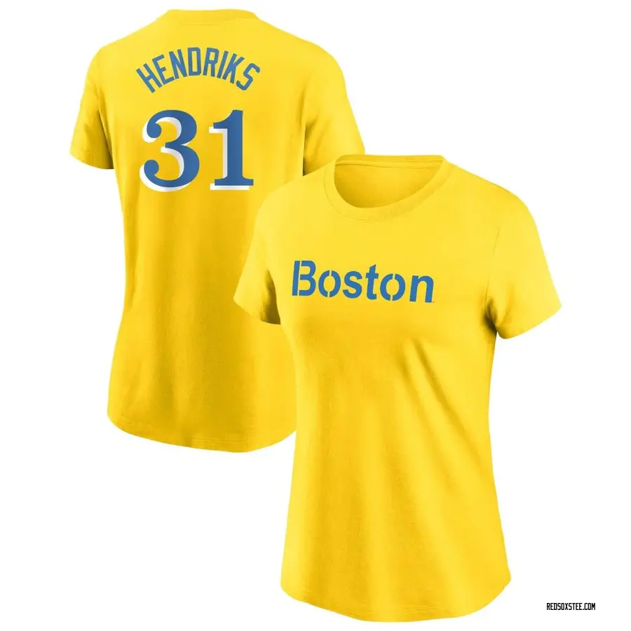 Women's Liam Hendriks Boston Red Sox Gold City Connect Name & Number T-Shirt
