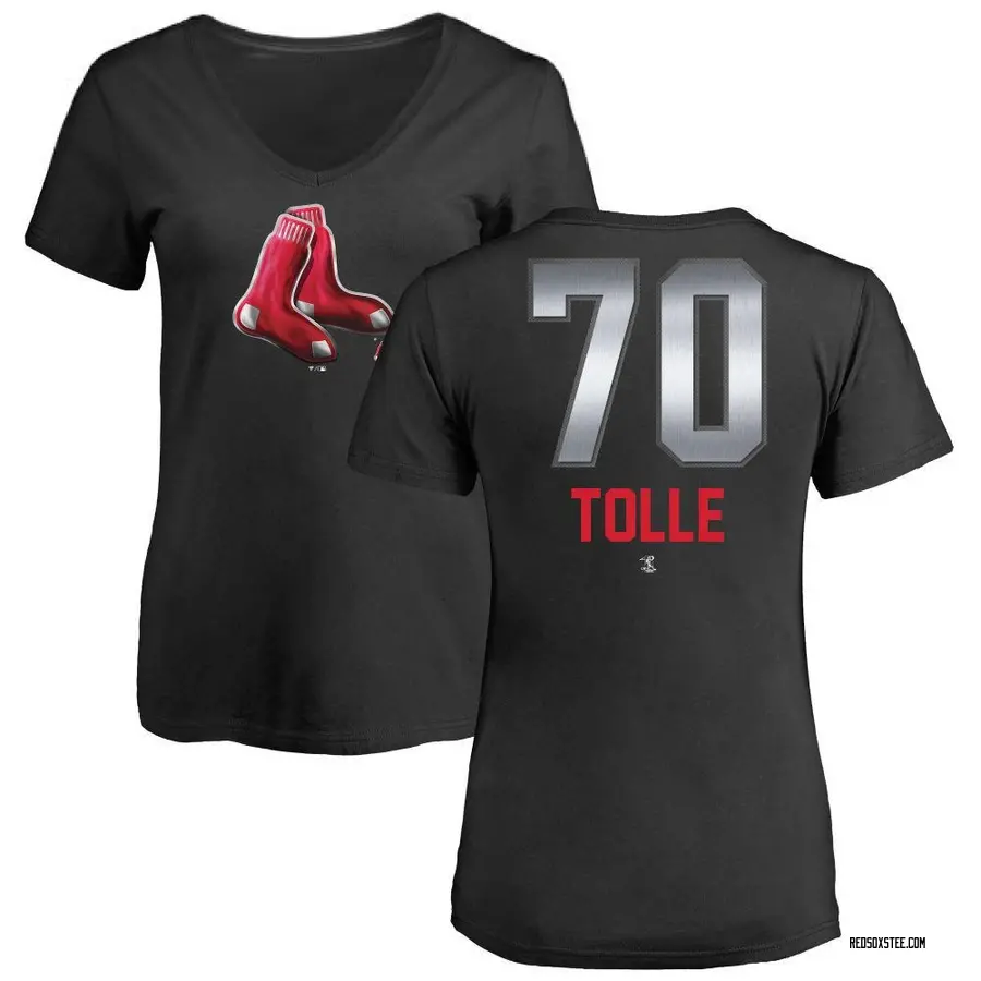 Women's Payton Tolle Boston Red Sox Midnight Mascot V-Neck T-Shirt - Black