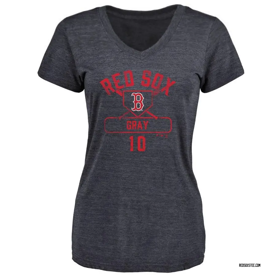 Women's Tristan Gray Boston Red Sox Base Runner Tri-Blend T-Shirt - Navy
