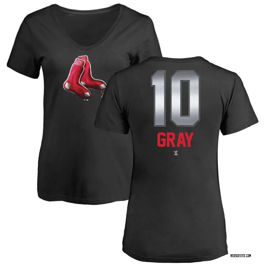 Women's Tristan Gray Boston Red Sox Midnight Mascot V-Neck T-Shirt - Black