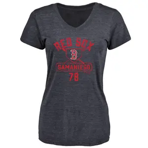 Women's Tyler Samaniego Boston Red Sox Base Runner Tri-Blend T-Shirt - Navy