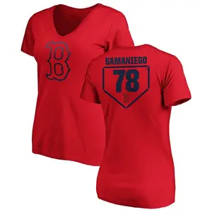 Women's Tyler Samaniego Boston Red Sox RBI Slim Fit V-Neck T-Shirt - Red