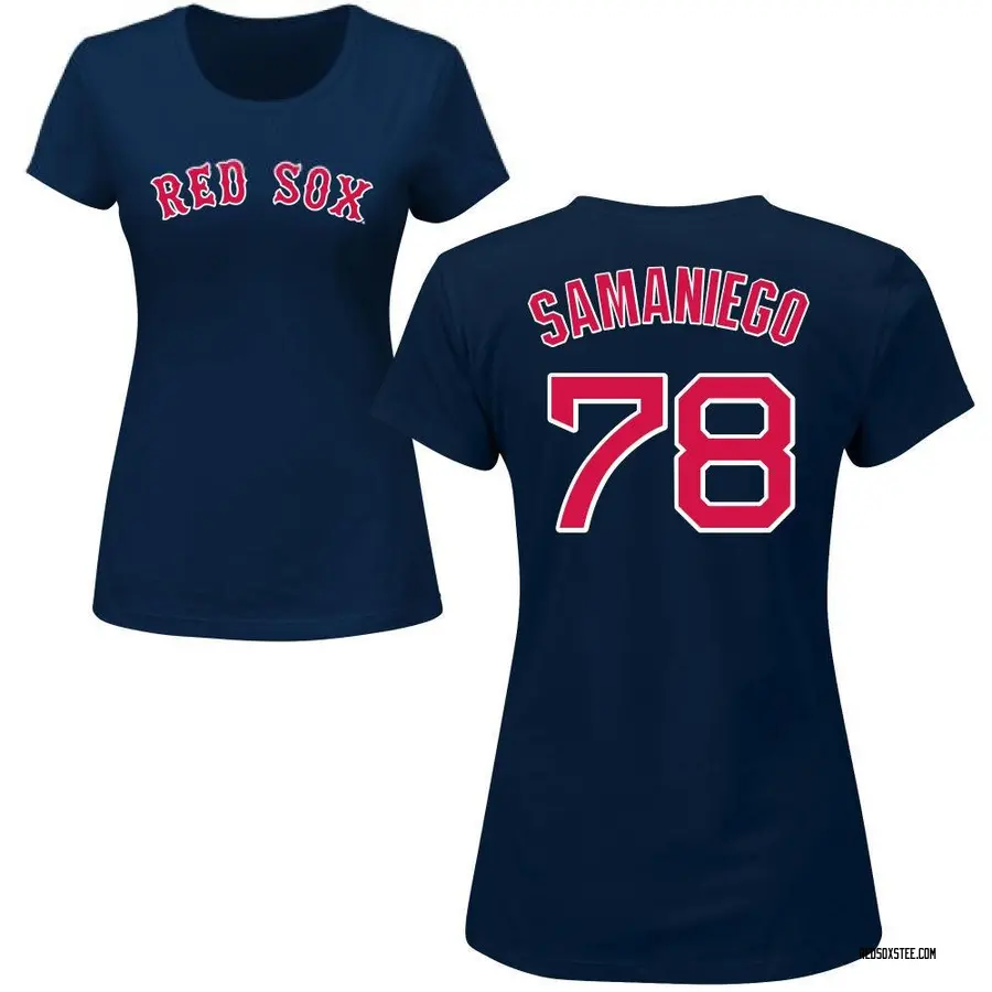 Women's Tyler Samaniego Boston Red Sox Roster Name & Number T-Shirt - Navy