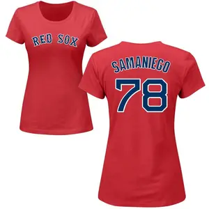 Women's Tyler Samaniego Boston Red Sox Roster Name & Number T-Shirt - Red