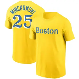 Youth Josh Winckowski Boston Red Sox Gold City Connect Name & Number T-Shirt