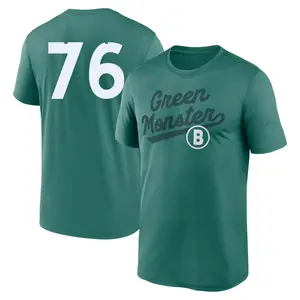 Youth Zack Kelly Boston Red Sox Green 2025 City Connect Team Phrase Script Performance Game Day Name & Number T-Shirt
